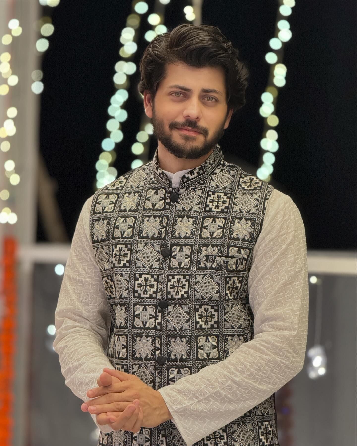 Abhishek Nigam in Men's Cotton Chikankari White Kurta and Pyjama With  Embroidered Grey Nehru Jacket