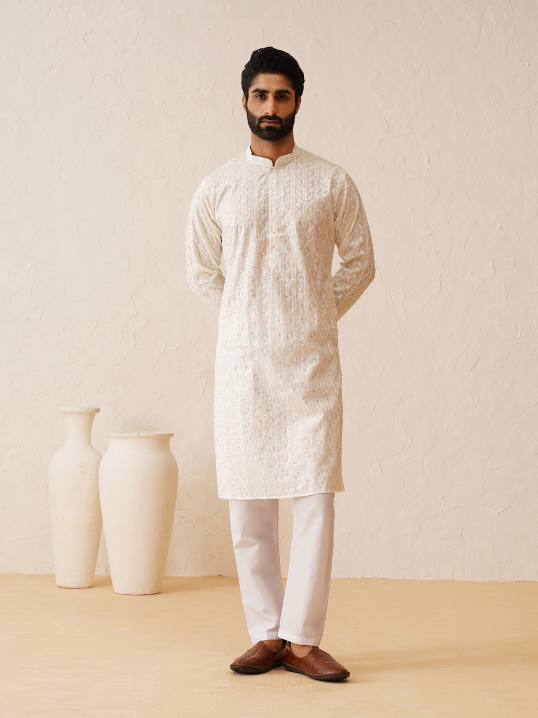 Sojanya (Since 1958, Men's Cotton Blend Only Long Kurta