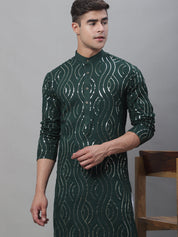 Men's Pure Cotton Dark Green designer Kurta