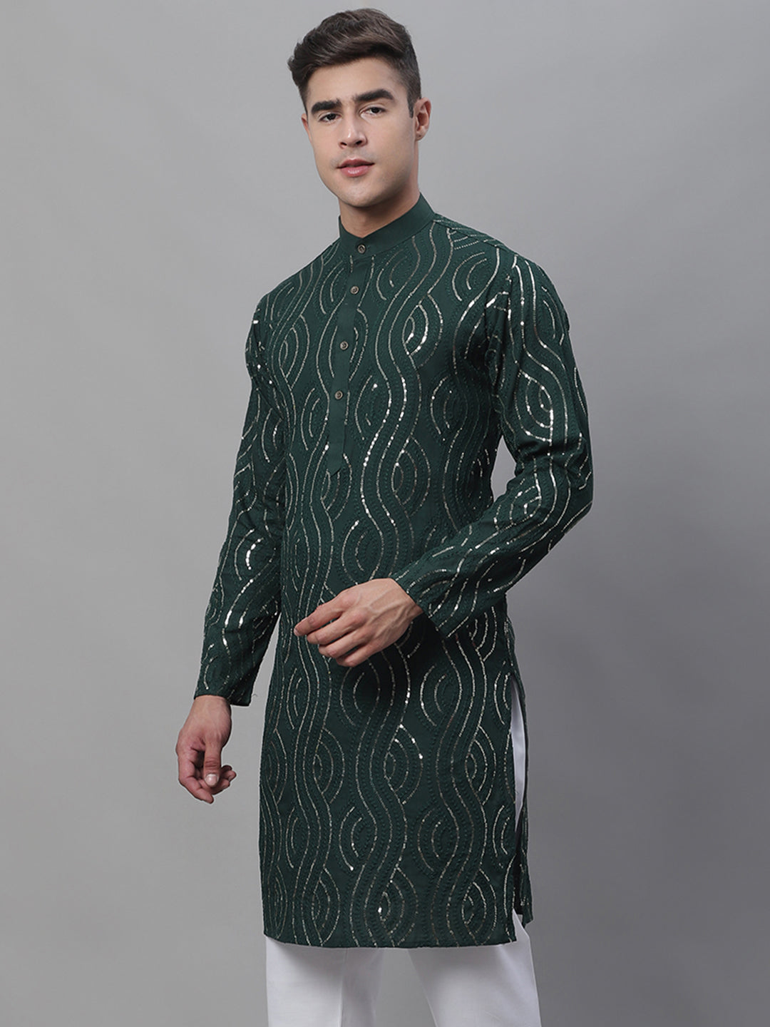 Men's Pure Cotton Dark Green designer Kurta