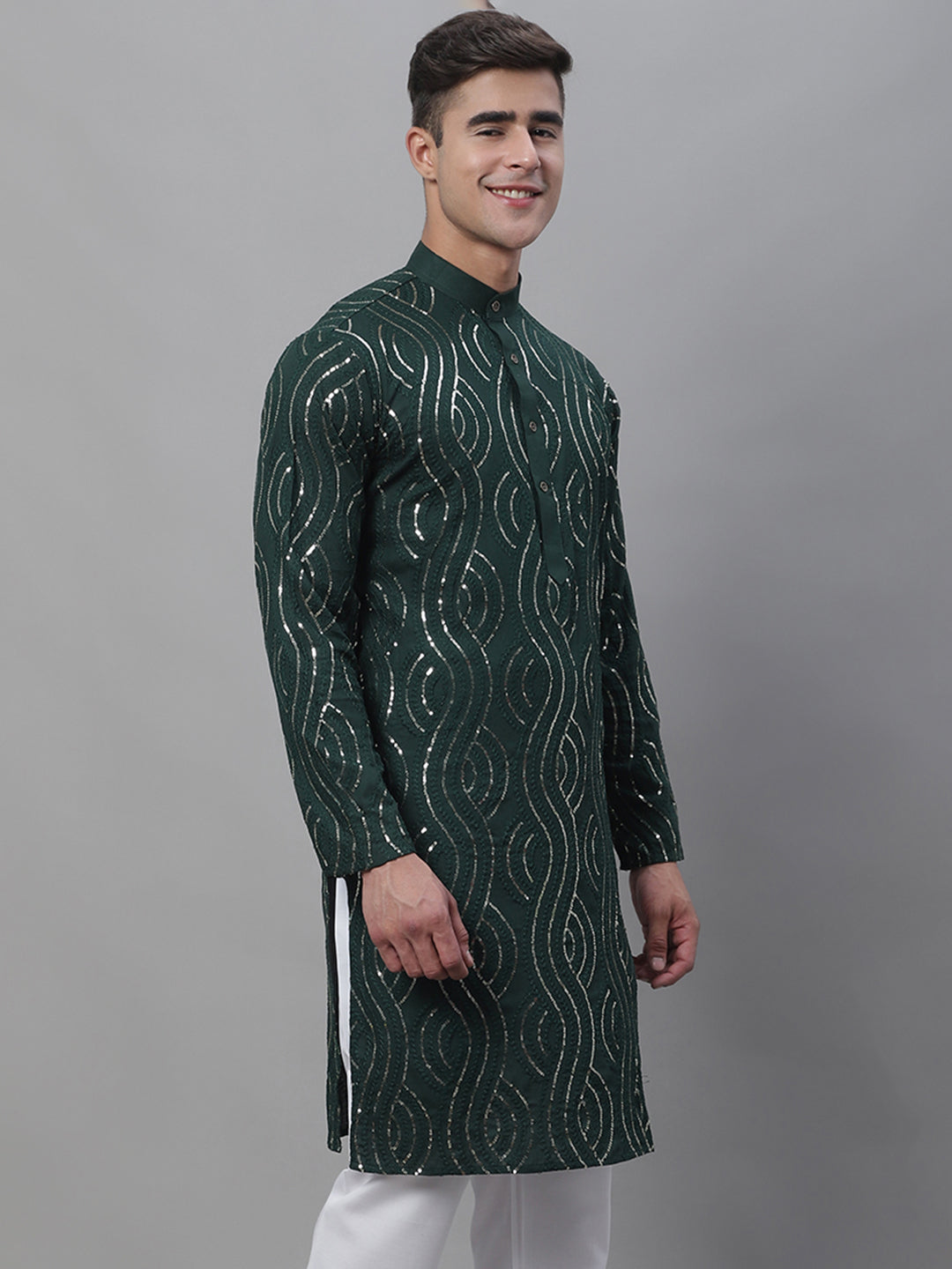 Men's Pure Cotton Dark Green designer Kurta