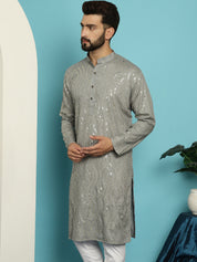 Men's Pure Cotton Grey designer Kurta