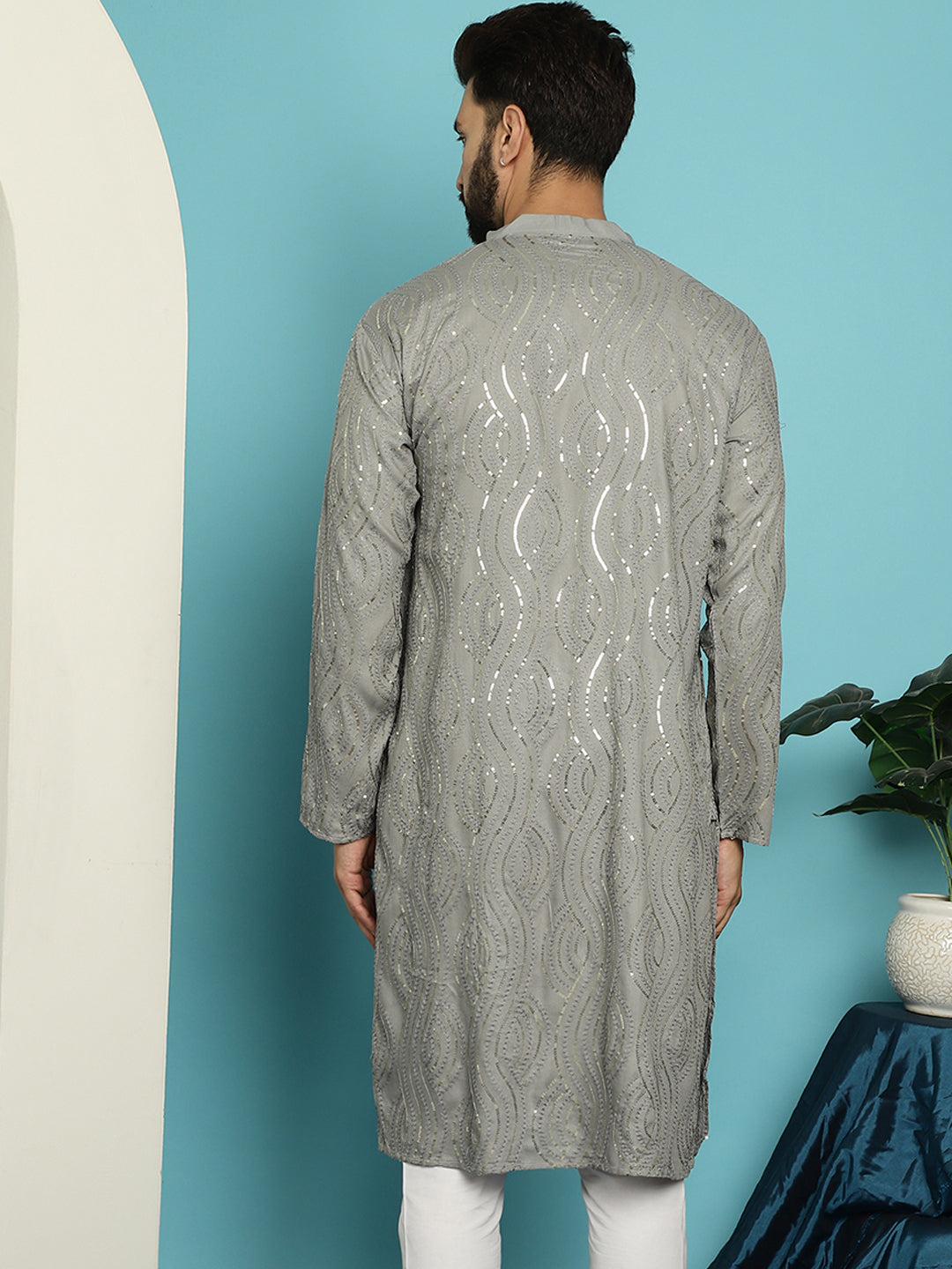 Men's Pure Cotton Grey designer Kurta