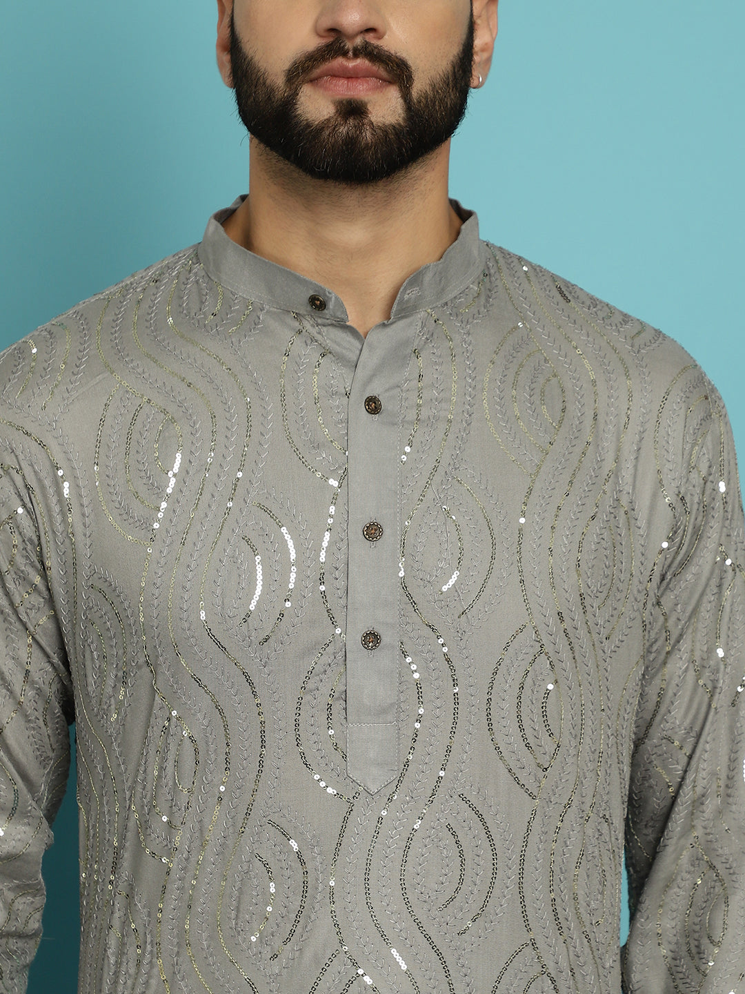 Men's Pure Cotton Grey designer Kurta