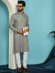 Men's Pure Cotton Grey designer Kurta