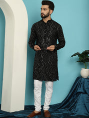 Men's Pure Cotton Black designer Kurta