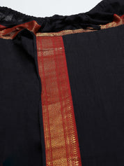 Sojanya (Since 1958), Men's Cotton Black & Red With Gold Border Stitched Dhoti