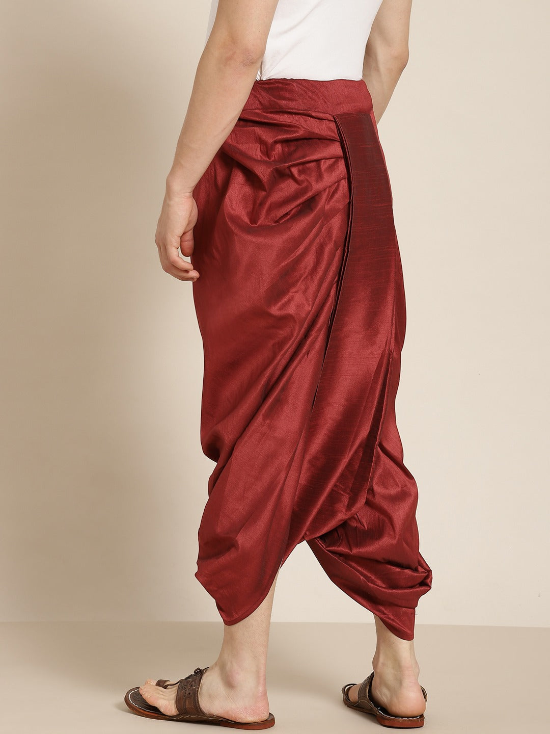 Sojanya (Since 1958), Men's Silk Blend  Maroon Stitched Dhoti