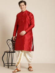 Sojanya (Since 1958), Men's Silk Blend Off White Embroidery Stitched Dhoti