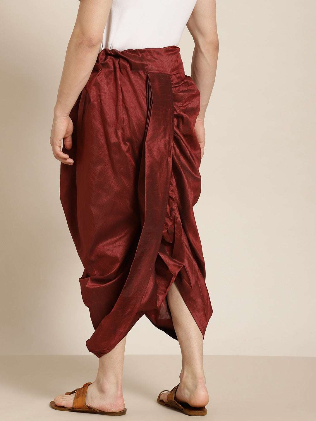 Sojanya (Since 1958), Men's Silk Blend Maroon Embroidery Stitched Dhoti