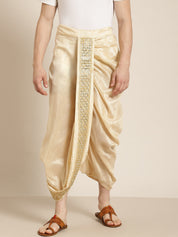 Sojanya (Since 1958), Men's Silk Blend Beige Embroidery Stitched Dhoti