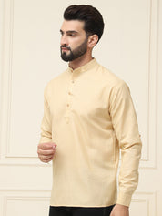 Men's Cotton Blend Light Gold Solid ONLY Short Kurta