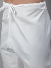 Men's Pure Cotton Black Kurta and White Pyjama With Cream Nehru Jacket Set