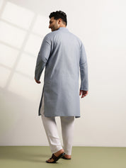 Men’s Cotton Blend Geometric Print Grey Long Kurta