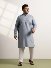 Men’s Cotton Blend Geometric Print Grey Long Kurta