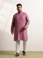 Men’s Cotton Blend Geometric Print Coral Long Kurta