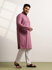 Men’s Cotton Blend Geometric Print Coral Long Kurta