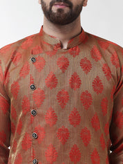 Men Red Gold-Coloured Self Design Kurta with Dhoti set (Copy)