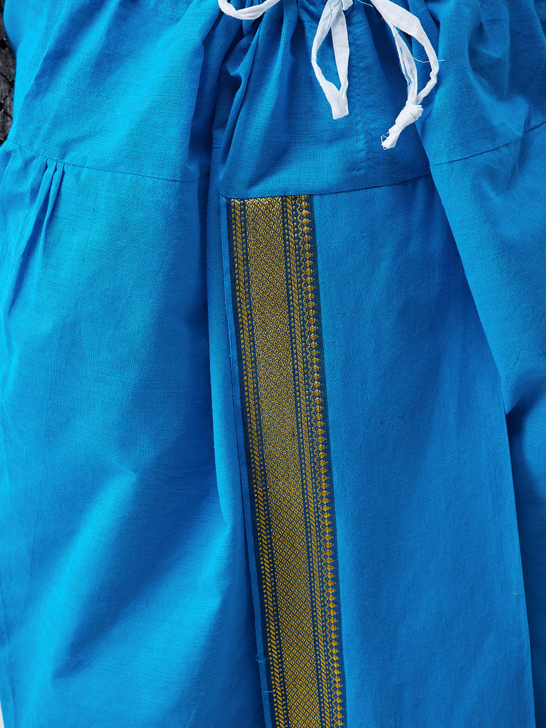 Men's Black & Blue Pure Cotton Kurta Dhoti Set