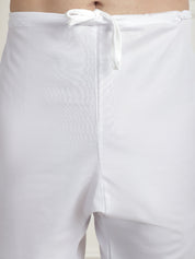 Men's Cotton Gold Sequence Embroidered White Kurta with white Churidaar Pyjama