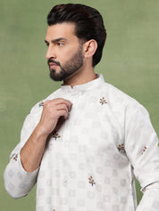 Men’s Cotton Daman Printed Pista Green Long Kurta