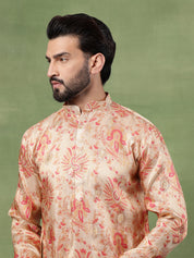 Men's Silk Banarasi Design Multicolor Long Kurta