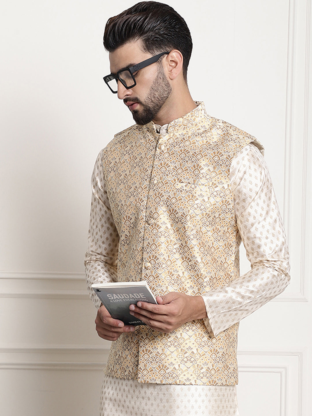 Men's Jacquard Silk, Mustard