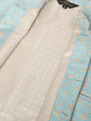 Men's Jacquard Silk, Blue with traditional Work On Bottom