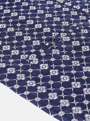Men's Silk Blend Navy Blue Embroidered
