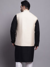 Mens Silk Blend Beige & Gold Embroidered