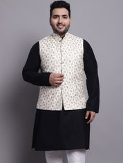 Mens Silk Blend Cream & Gold Embroidered