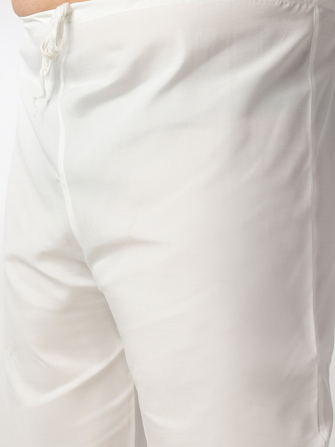 Men's Cotton Linen Printed White Kurta & Pyjama With Jacquard Silk Yellow Nehru Jacket