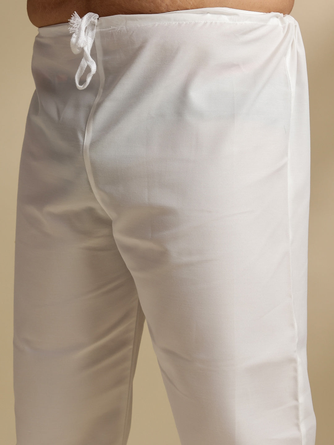 Sojanya Plus (Since 1958) Men's Cotton White Chikankari Kurta & Pyjama With Wine Nehru Jacket