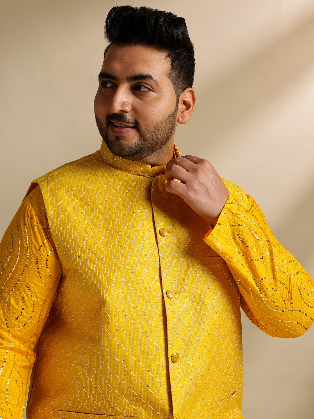 SOJANYA Plus (dal 1958), Cotone Lino Giallo E Multi Stampato Solo SOJANYA Plus (dal 1958), Cotone Lino Giallo E Multi Stampato Solo