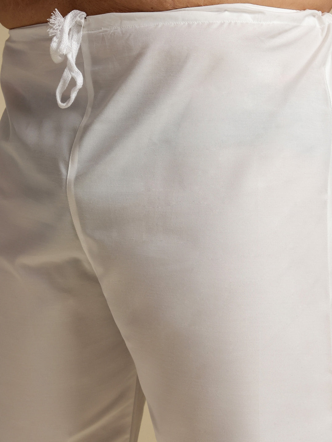 Sojanya Plus (Since 1958) Men's Cotton Embroidered Cream Kurta & Nehru Jacket With White Pyjama