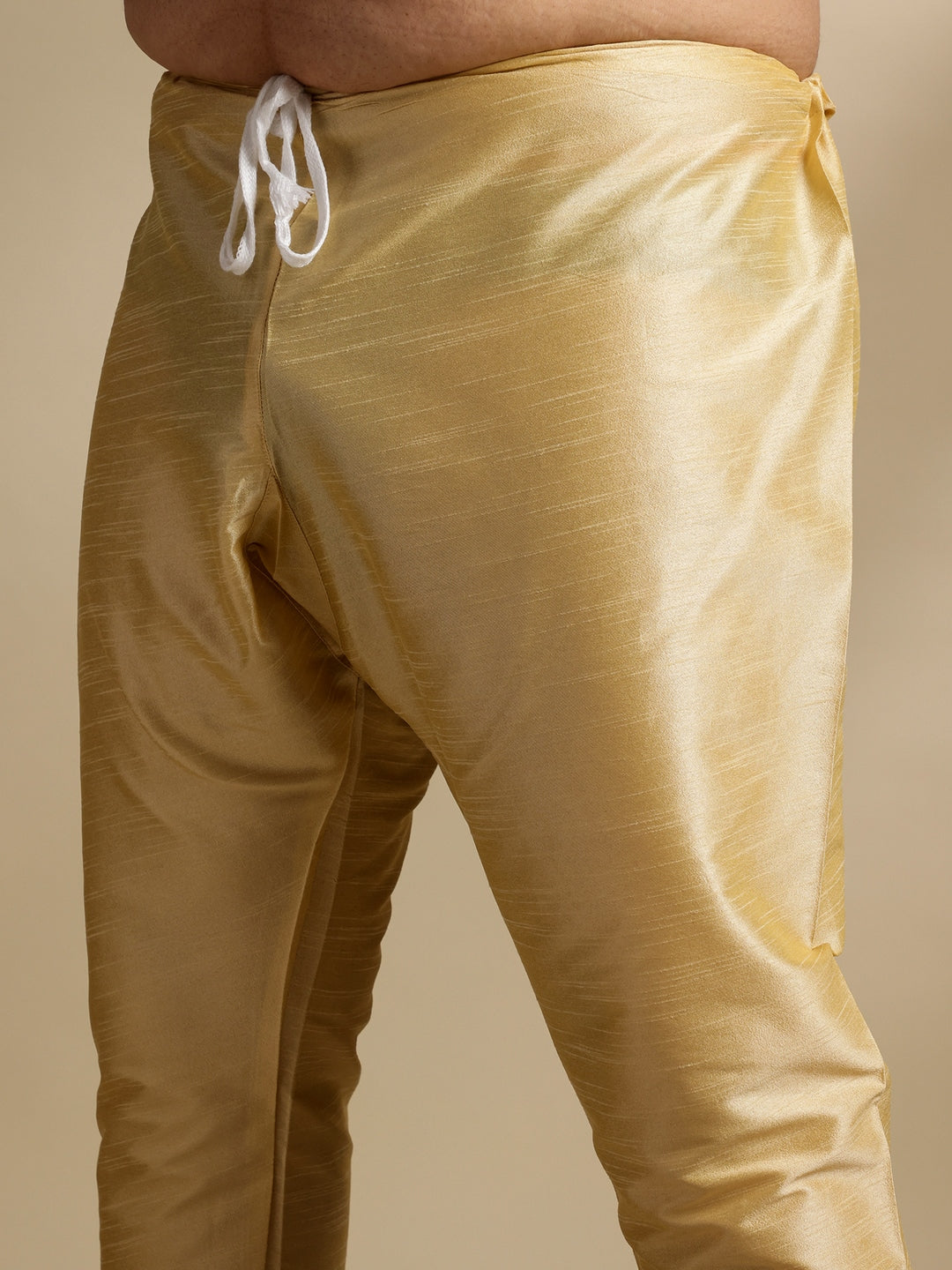 Men's Silk Blend Gold Kurta & Pyjama With Embroidered Wine Nehru Jacket