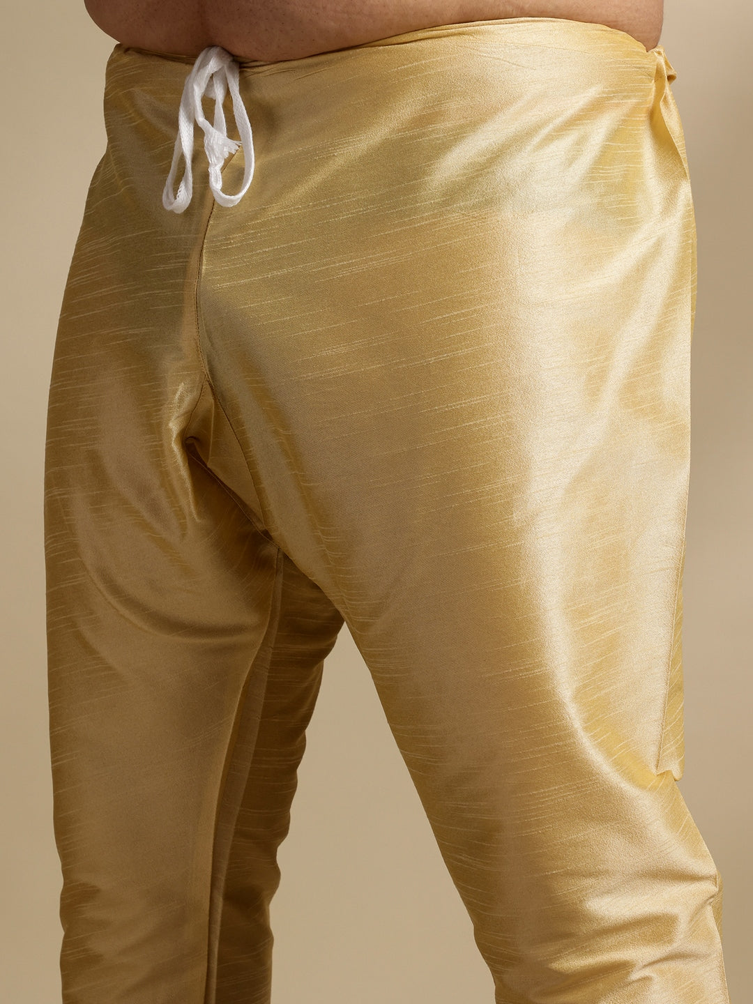 Men's Silk Blend Gold Kurta & Pyjama With Printed Coral Nehru Jacket