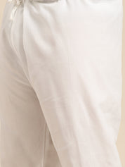 Men's Silk Blend Cream Kurta and Off White Churidar Pyjama Set