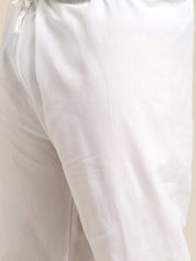 Men's Silk Blend Maroon Kurta and Off-White Churidaar Pyjama Set