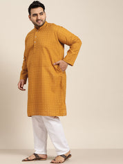 Men's 100% Cotton Mustard Chikankari Kurta