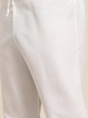 Men's Cotton Mehendi Printed Kurta and White Pyjama