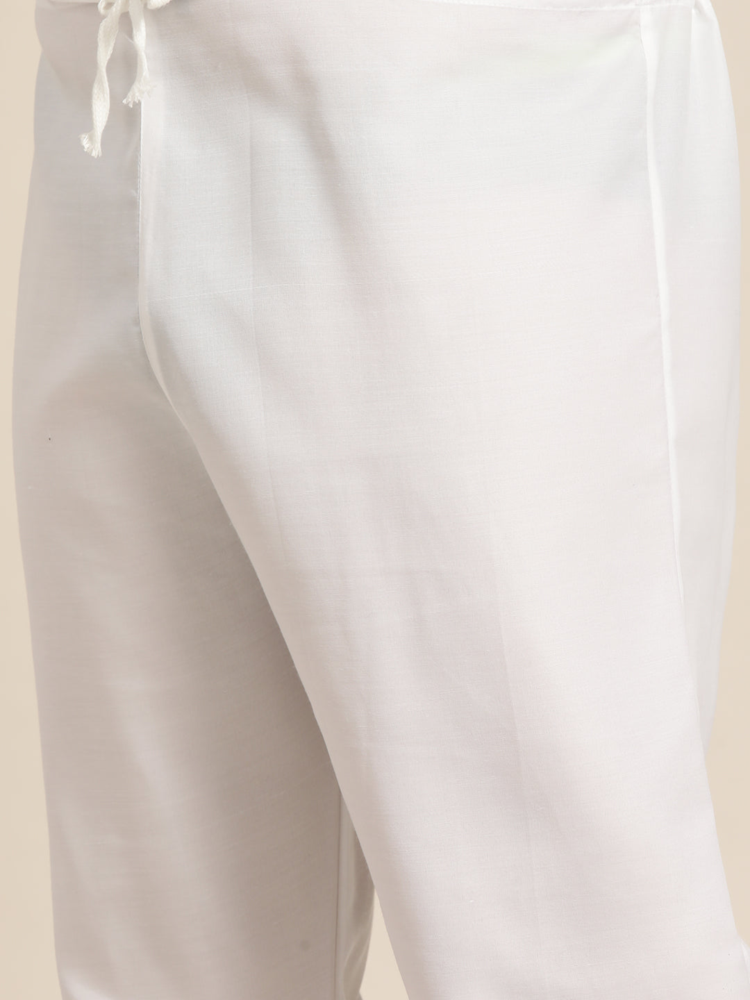Men's Cotton Brown Printed Kurta and White Pyjama