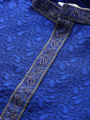 Men's Silk Blend Blue Self Design ONLY Long Kurta