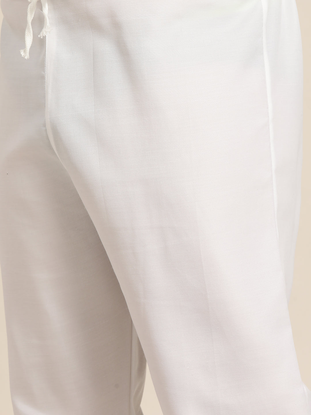 Men's Pure Cotton Yellow Kurta with White Embroidery and White Pyjama