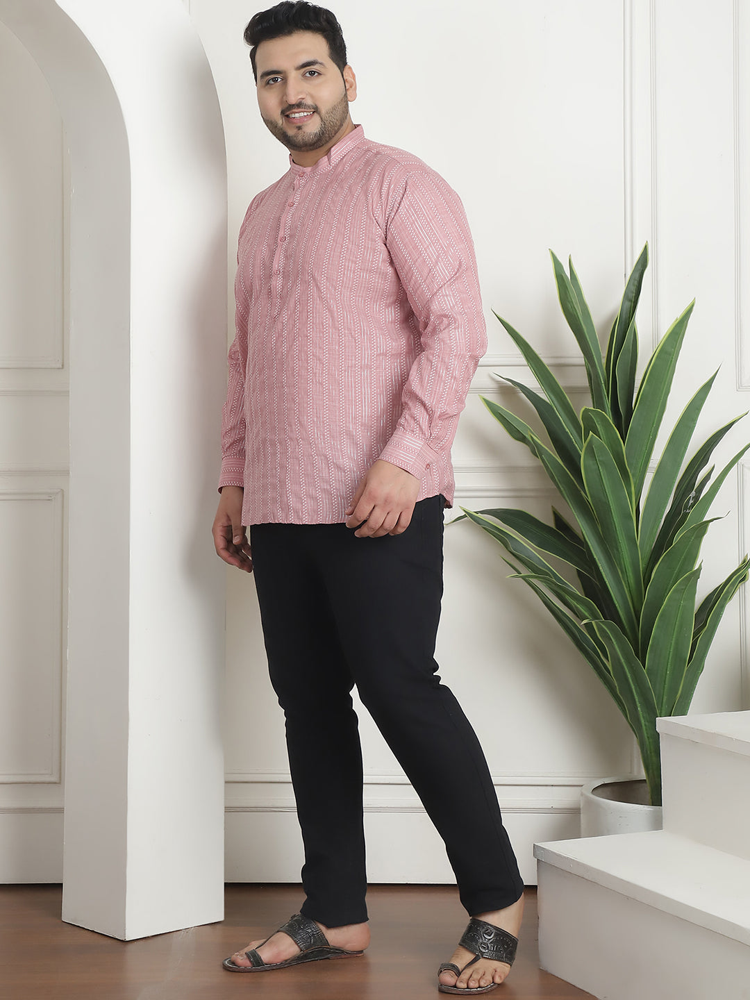 Men's Cotton Woven Design Pink