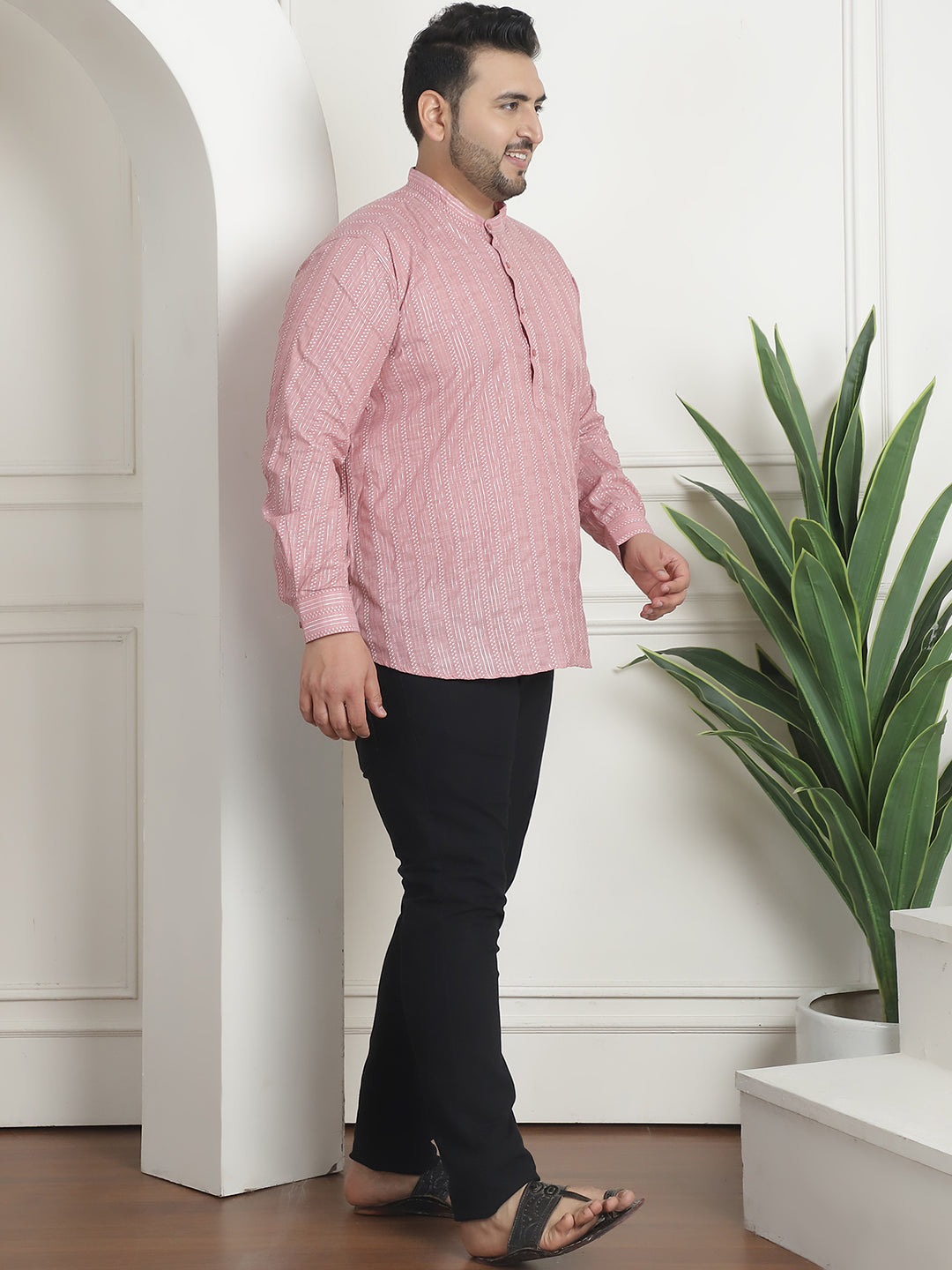 Men's Cotton Woven Design Pink