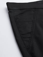 Men's Cotton Blend Black Solid Trousers