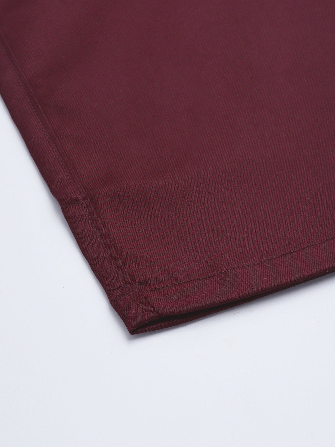 Men's Cotton Blend Burgundy Solid Trousers