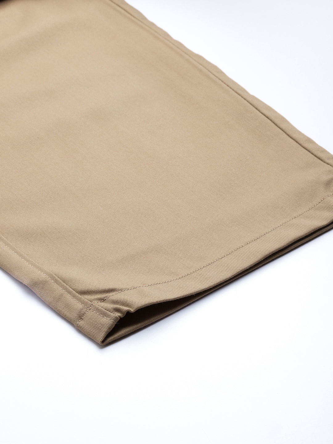 Men's Cotton Blend Khaki Solid Trousers