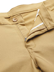 Men's Cotton Blend Khaki Woven Design Trousers